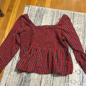 old navy plaid babydoll top